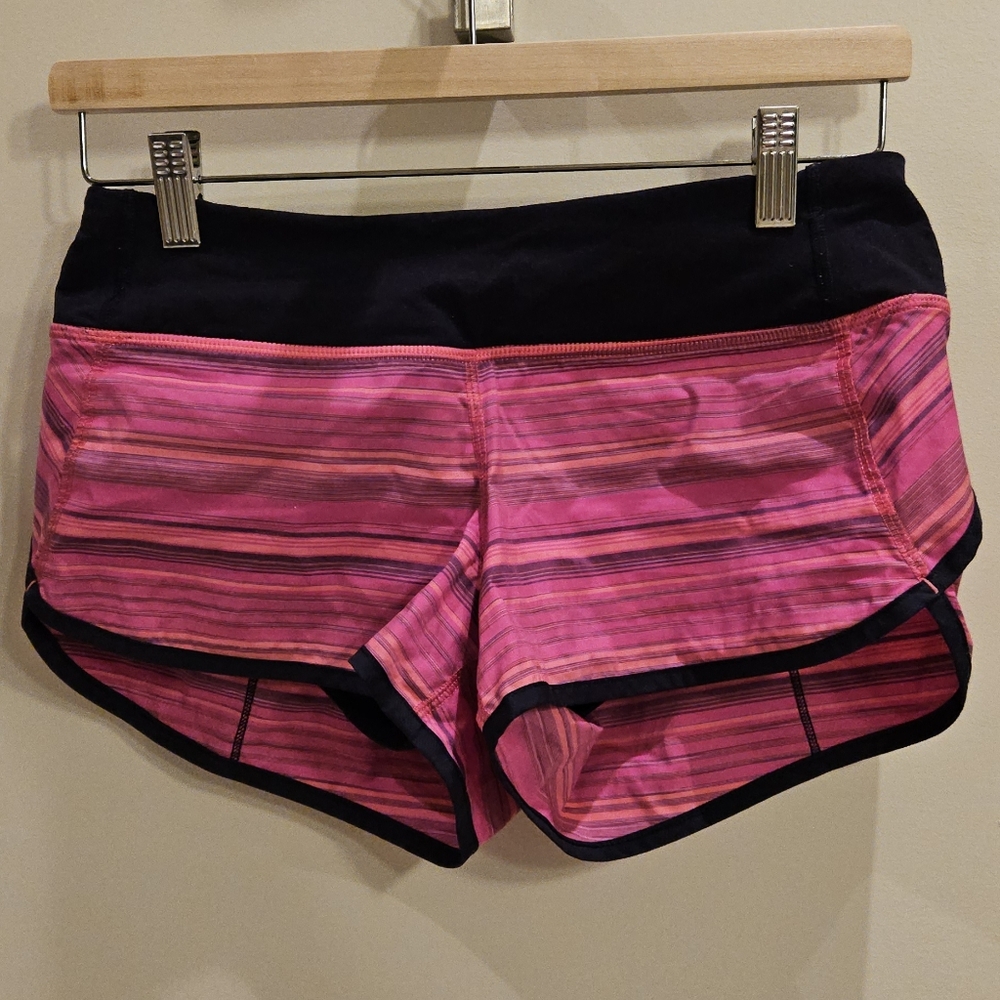 Vibrant Pink Striped Women's Athletic Shorts